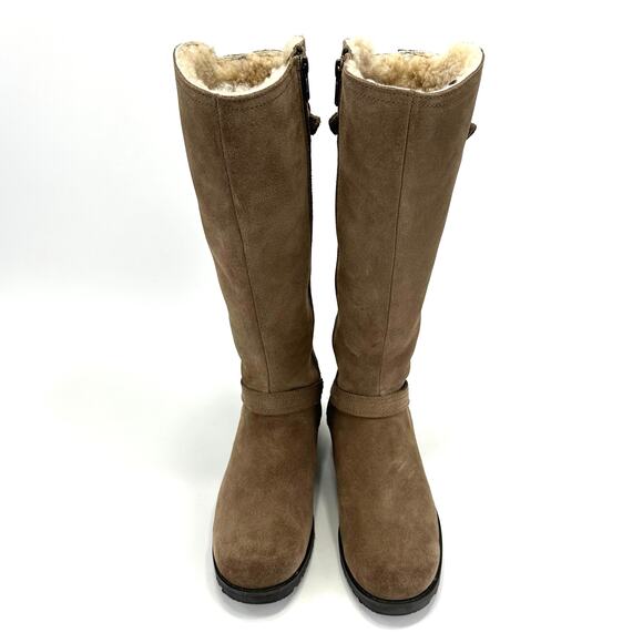 UGG Australia Winter Knee High Tall Riding Boot Size 7 Tan Suede Wool Lining - Picture 12 of 13